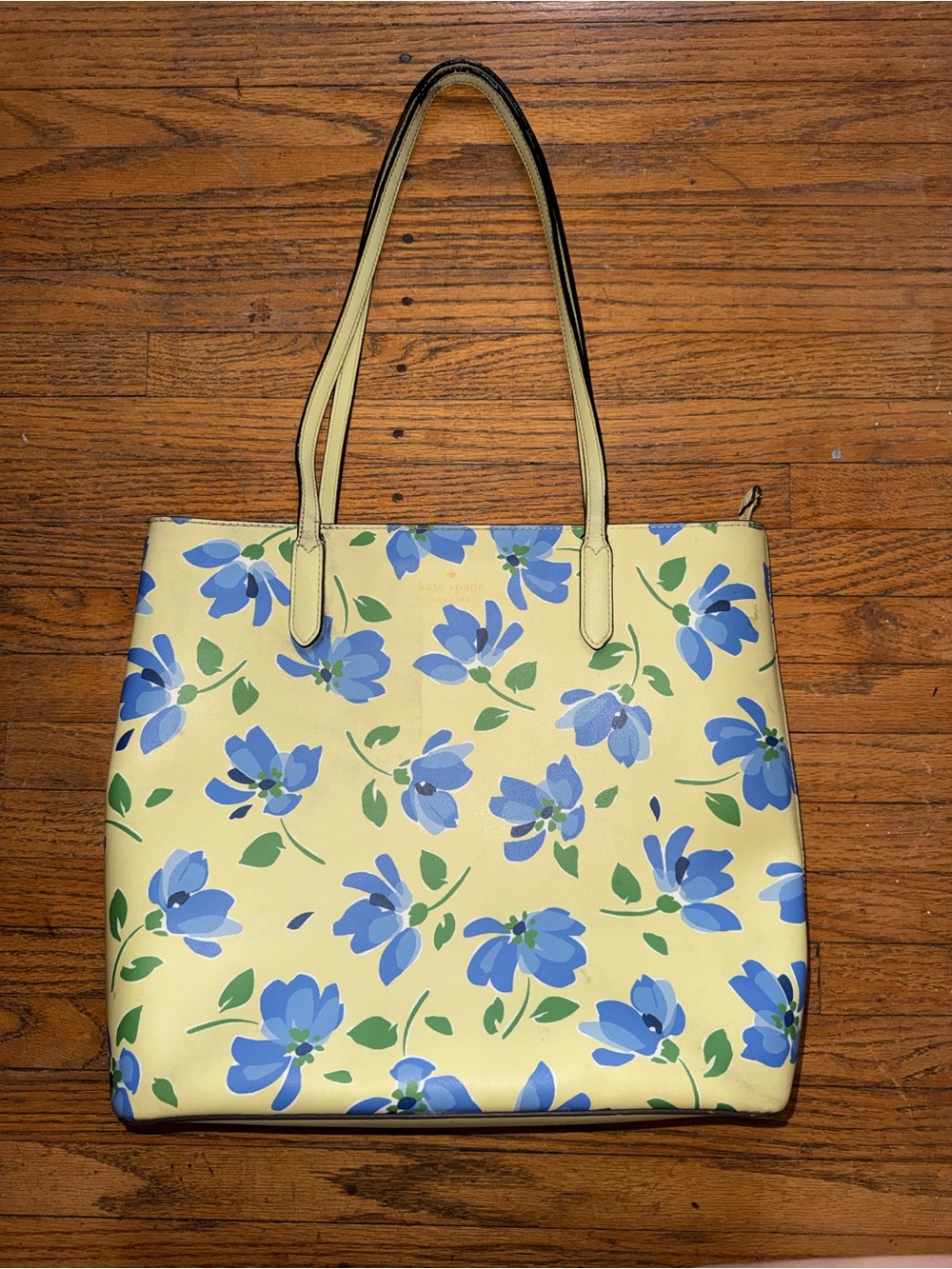 kate spade Yellow Tote with Blue Floral Print